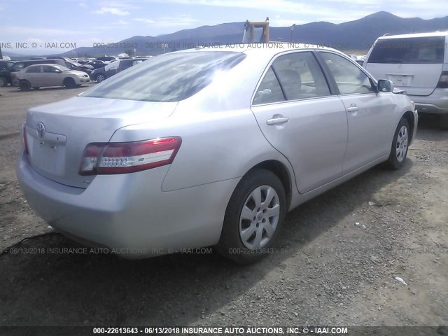 JTNBF3EK8B3012168 - 2011 TOYOTA CAMRY SE/LE/XLE SILVER photo 4