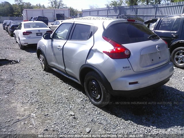 JN8AF5MV7ET357756 - 2014 NISSAN JUKE S/SV/SL/NISMO SILVER photo 3