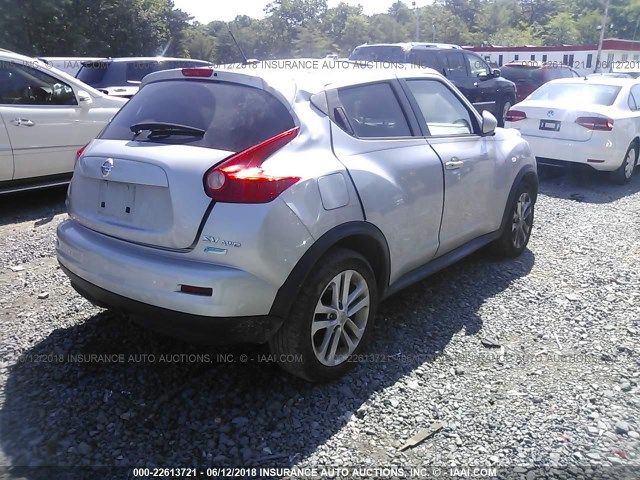 JN8AF5MV7ET357756 - 2014 NISSAN JUKE S/SV/SL/NISMO SILVER photo 4