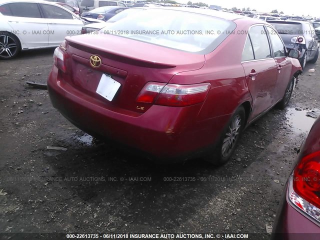 4T1BE46K97U020143 - 2007 TOYOTA CAMRY NEW GENERAT CE/LE/XLE/SE RED photo 4