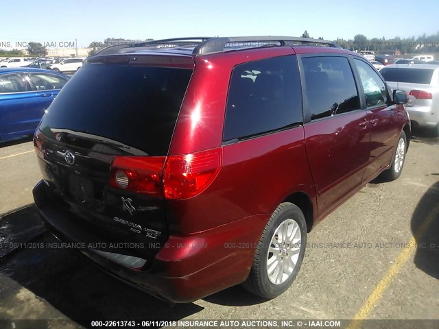 5TDBK22C18S011846 - 2008 TOYOTA SIENNA XLE/XLE LIMITED RED photo 4