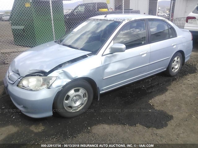 JHMES96695S018510 - 2005 HONDA CIVIC HYBRID Light Blue photo 2