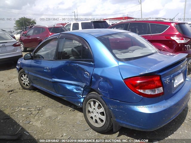 KNADC125856367172 - 2005 KIA RIO BLUE photo 3