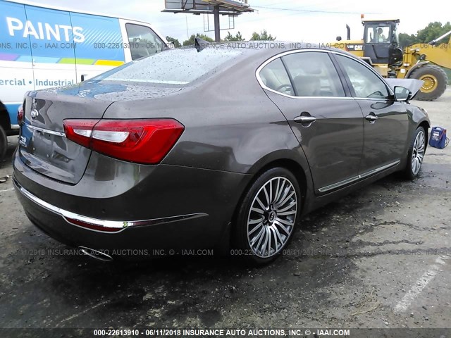 KNALN4D79E5125809 - 2014 KIA CADENZA PREMIUM/LIMITED BROWN photo 4