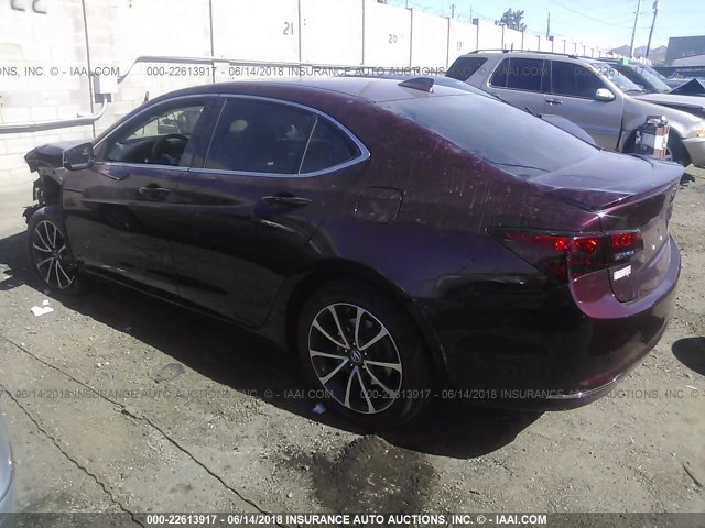 19UUB2F57FA015433 - 2015 ACURA TLX TECH MAROON photo 3