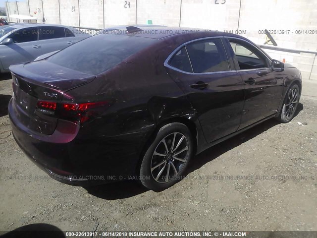 19UUB2F57FA015433 - 2015 ACURA TLX TECH MAROON photo 4