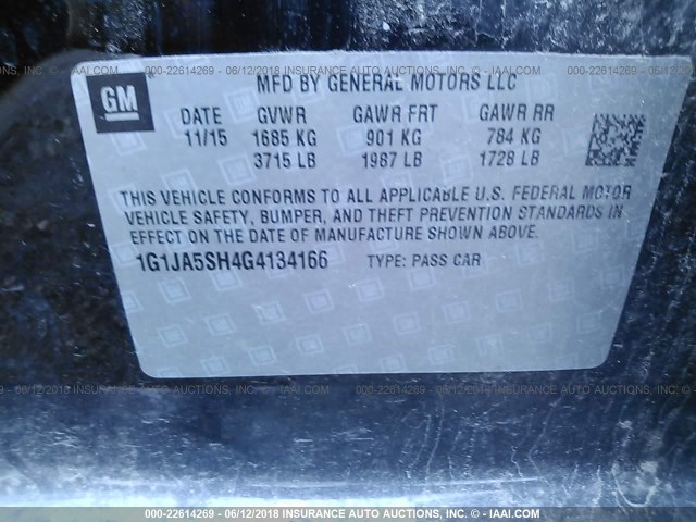 1G1JA5SH4G4134166 - 2016 CHEVROLET SONIC LS 黑色 照片 9