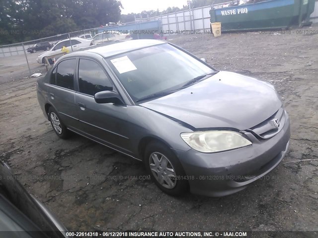1HGES163X5L001560 - 2005 HONDA CIVIC DX VP GRAY photo 1
