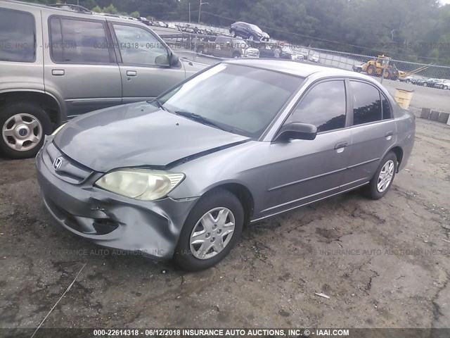 1HGES163X5L001560 - 2005 HONDA CIVIC DX VP GRAY photo 2