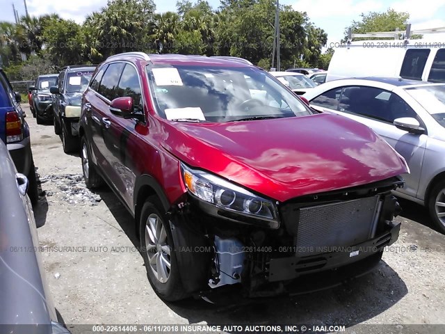 5XYPG4A34HG280716 - 2017 KIA SORENTO LX/L RED photo 1