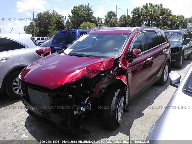 5XYPG4A34HG280716 - 2017 KIA SORENTO LX/L RED photo 2