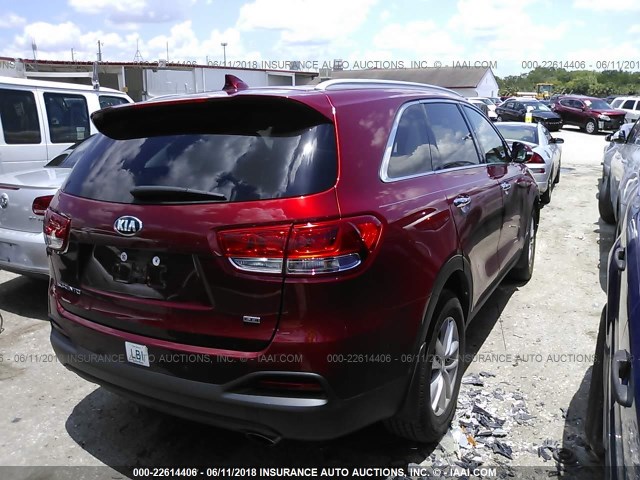 5XYPG4A34HG280716 - 2017 KIA SORENTO LX/L RED photo 4