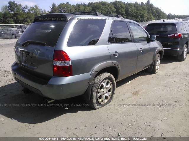 2HNYD18602H501050 - 2002 ACURA MDX TOURING GRAY photo 4