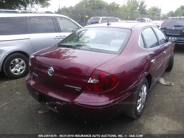 2G4WC582861126071 - 2006 BUICK LACROSSE CX RED photo 4