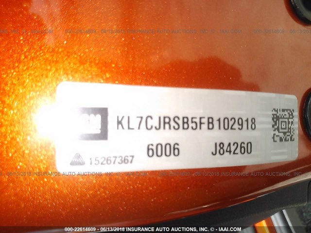 KL7CJRSB5FB102918 - 2015 CHEVROLET TRAX 1LT ORANGE photo 9