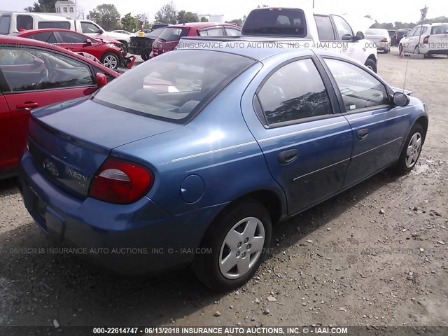 1B3ES26C33D176925 - 2003 DODGE NEON SE BLUE photo 4