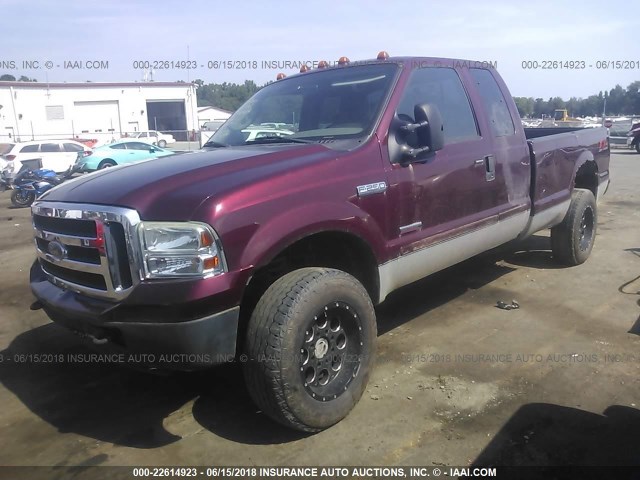 1FTSX21P55EB15246 - 2005 FORD F250 SUPER DUTY BURGUNDY photo 2