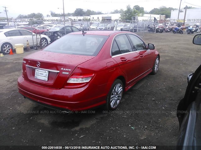 WDDGF81X38F125905 - 2008 MERCEDES-BENZ C 300 4MATIC RED photo 4