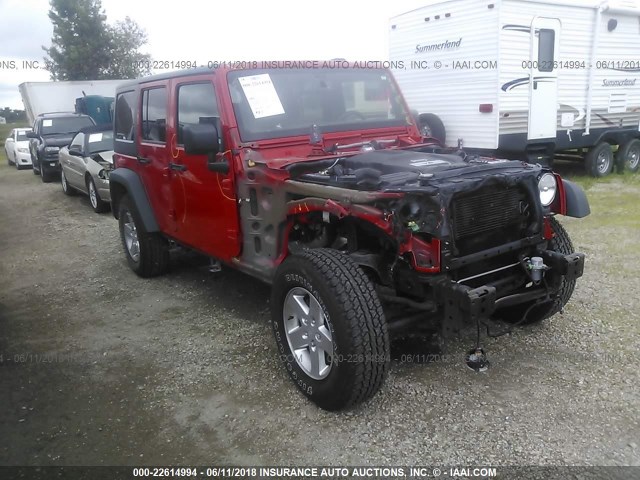 1C4BJWDG2FL588541 - 2015 JEEP WRANGLER UNLIMITE SPORT RED photo 1