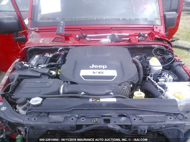 1C4BJWDG2FL588541 - 2015 JEEP WRANGLER UNLIMITE SPORT RED photo 10