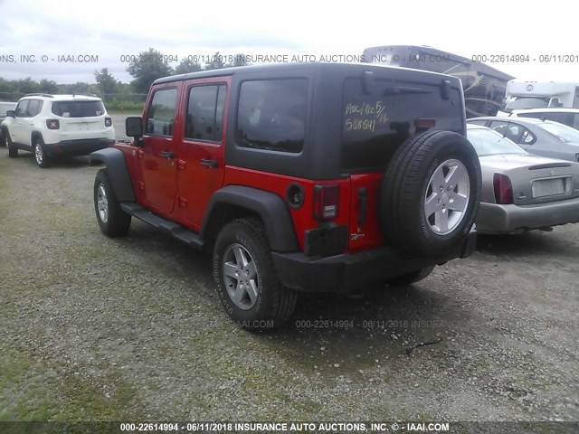 1C4BJWDG2FL588541 - 2015 JEEP WRANGLER UNLIMITE SPORT RED photo 3