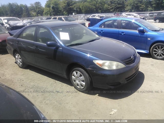 JTDBE32K430191730 - 2003 TOYOTA CAMRY LE/XLE BLUE photo 1