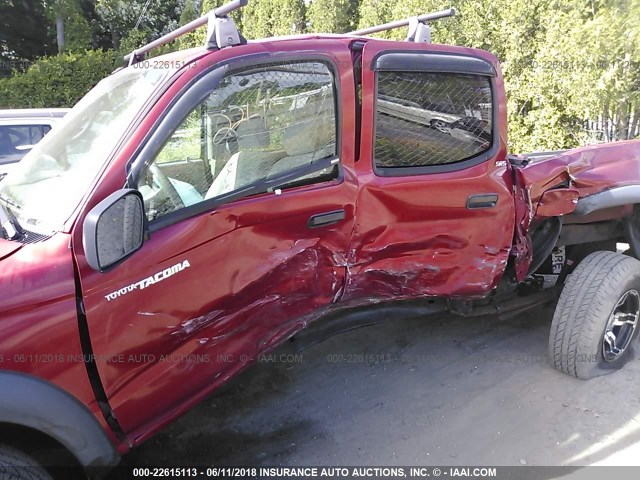 5TEHN72N34Z368359 - 2004 TOYOTA TACOMA DOUBLE CAB 红色 照片 6