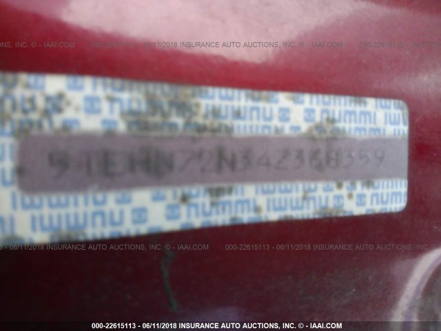 5TEHN72N34Z368359 - 2004 TOYOTA TACOMA DOUBLE CAB RED photo 9
