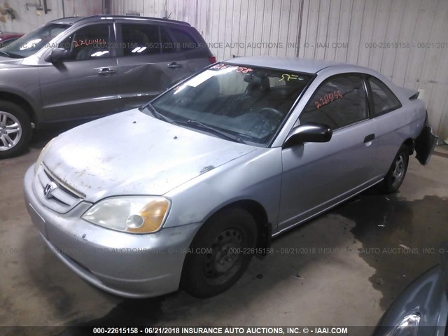 1HGEM222X1L057618 - 2001 HONDA CIVIC DX SILVER photo 2