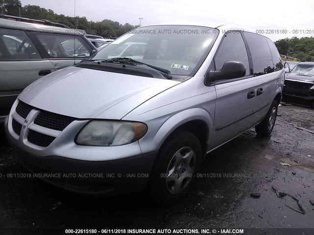 1B4GP25372B651963 - 2002 DODGE CARAVAN SE SILVER photo 2