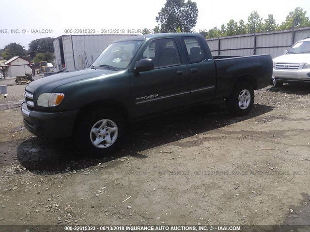 5TBRN34193S432965 - 2003 TOYOTA TUNDRA ACCESS CAB SR5 GREEN photo 2