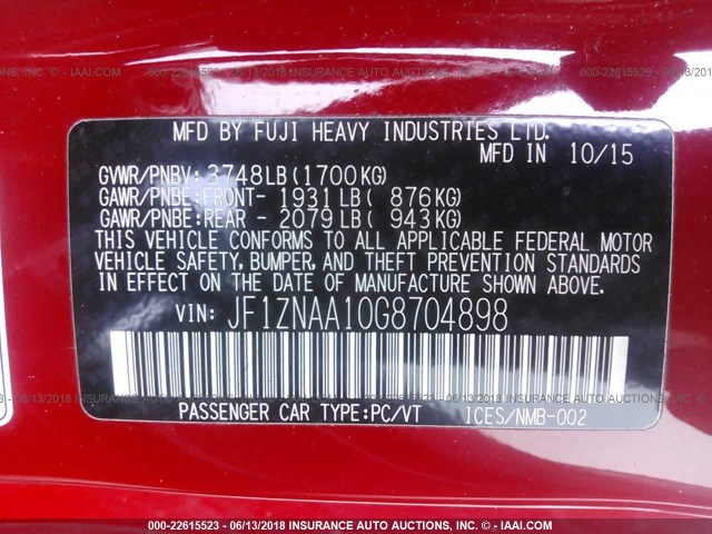 JF1ZNAA10G8704898 - 2016 TOYOTA SCION FR-S RED photo 9