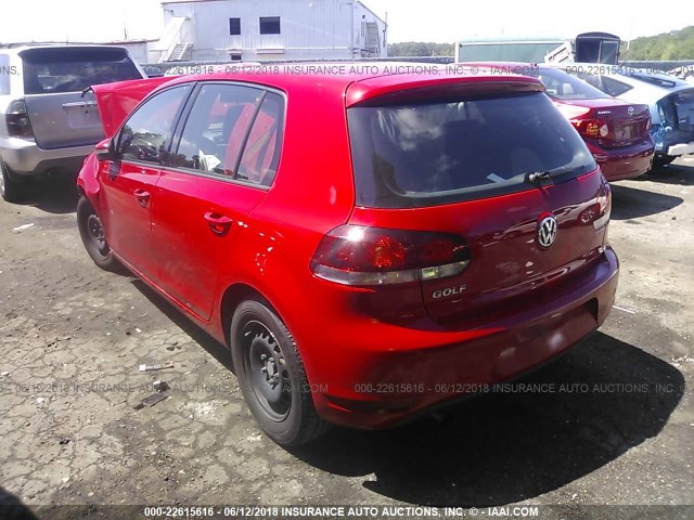 WVWDB7AJ7CW330960 - 2012 VOLKSWAGEN GOLF RED photo 3