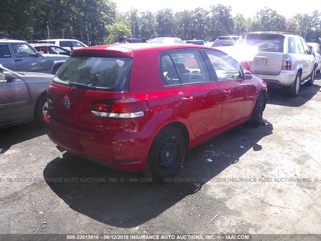 WVWDB7AJ7CW330960 - 2012 VOLKSWAGEN GOLF RED photo 4