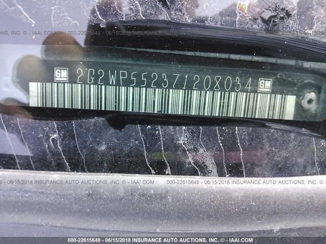 2G2WP552371208034 - 2007 PONTIAC GRAND PRIX BLUE photo 9