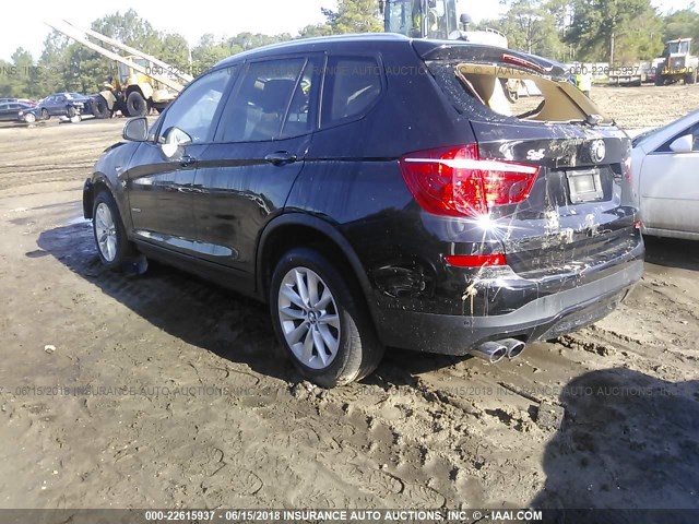 5UXWX9C51F0D50135 - 2015 BMW X3 XDRIVE28I BLACK photo 3