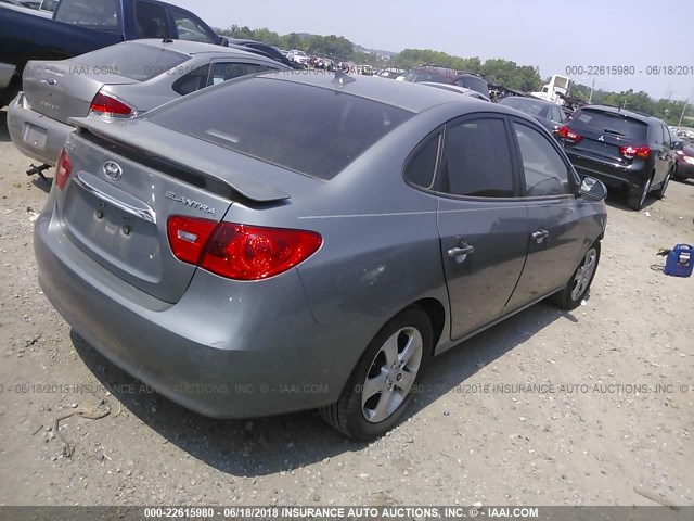 KMHDU4AD8AU183362 - 2010 HYUNDAI ELANTRA BLUE/GLS/SE GRAY photo 4