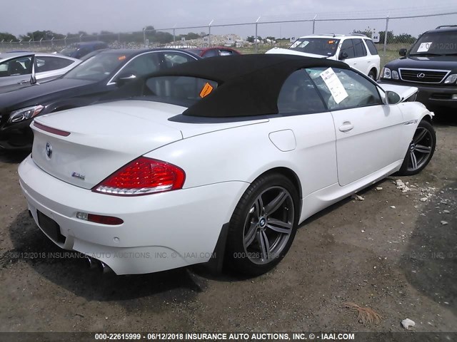 WBSEK93558CY79977 - 2008 BMW M6 WHITE photo 4