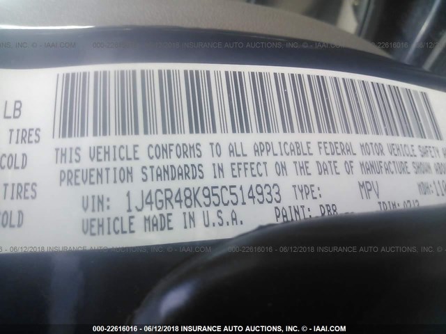 1J4GR48K95C514933 - 2005 JEEP GRAND CHEROKEE LAREDO/COLUMBIA/FREEDOM 蓝色 照片 9