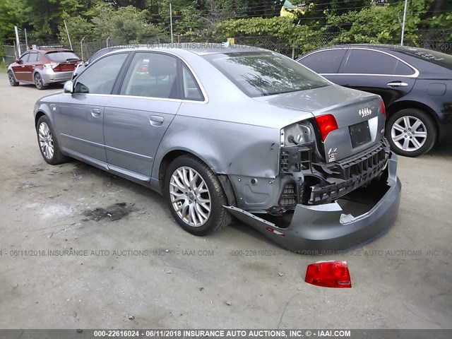 WAUAF78E38A168374 - 2008 AUDI A4 2.0T GRAY photo 3