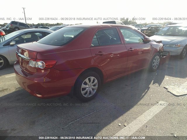 2T1BU4EE2DC009139 - 2013 TOYOTA COROLLA S/LE RED photo 4