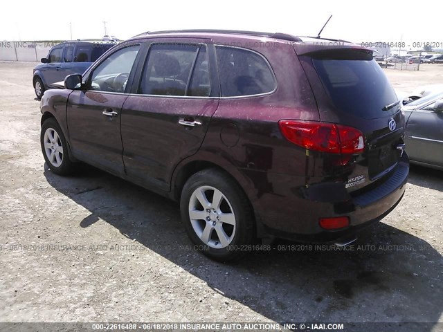 5NMSH73E28H147238 - 2008 HYUNDAI SANTA FE SE/LIMITED BURGUNDY photo 3