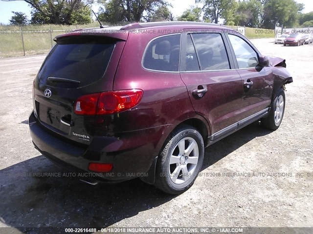 5NMSH73E28H147238 - 2008 HYUNDAI SANTA FE SE/LIMITED BURGUNDY photo 4