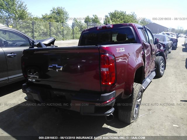 1GCPTDE18H1207143 - 2017 CHEVROLET COLORADO Z71 RED photo 4