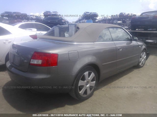 WAUAC48HX5K011920 - 2005 AUDI A4 1.8 CABRIOLET GRAY photo 4