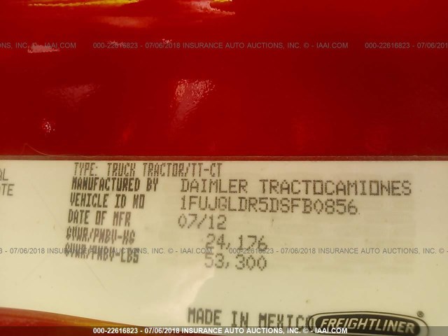 1FUJGLDR5DSFB0856 - 2013 FREIGHTLINER CASCADIA 125  RED photo 10