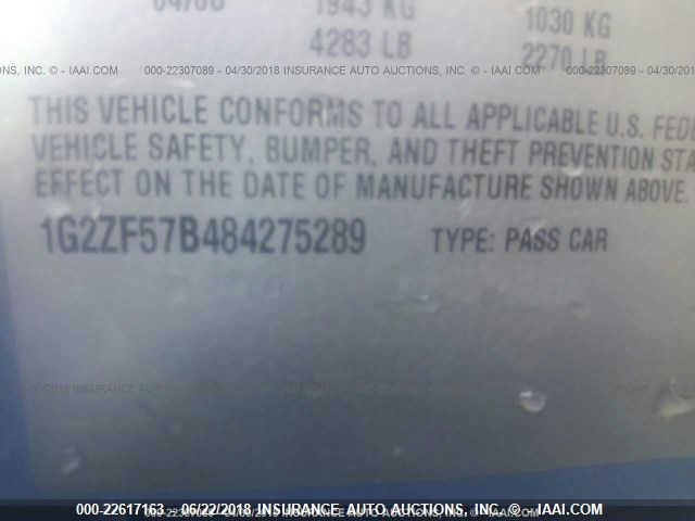 1G2ZF57B484275289 - 2008 PONTIAC G6 VALUE LEADER/BASE GRAY photo 9