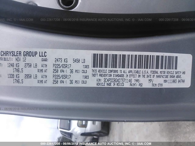 3C4PDCBGXDT571146 - 2013 DODGE JOURNEY SXT SILVER photo 9