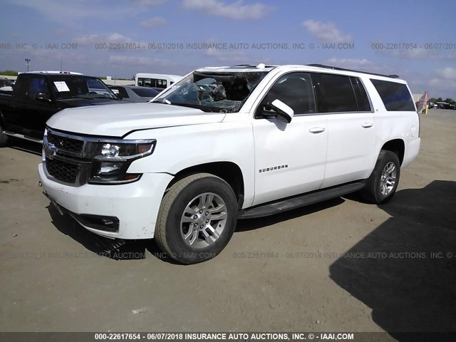 1GNSCHKC9GR134590 - 2016 CHEVROLET SUBURBAN C1500 LT WHITE photo 2