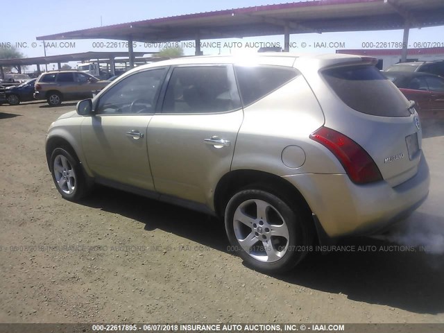 JN8AZ08T65W325124 - 2005 NISSAN MURANO SL/SE/S GOLD photo 3